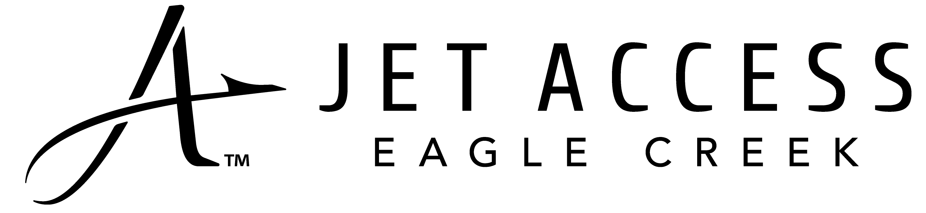 Solid black Jet Access logo showcasing minimalist Eagle Creek design.